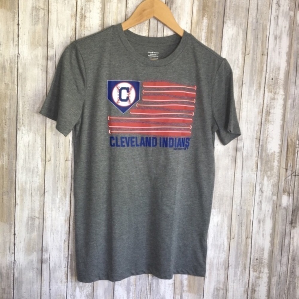 Cleveland Indians Kids XL Tee Grey Flag Graphic MLB Boys Shirt